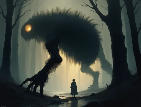 score_9, score_8_up, score_7_up, score_6_up, score_5_up, score_4_up, monster creature silhouette, backlight, overcast <lora:ponys-dream:.9>