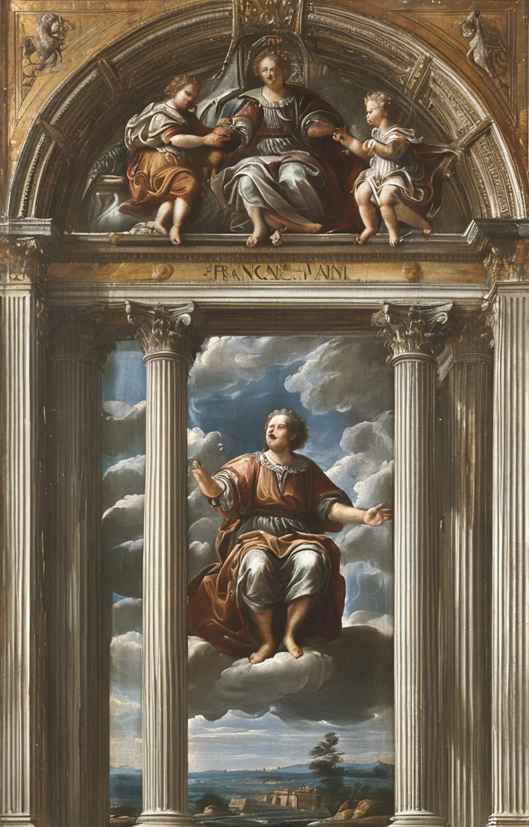 masterpiece,best quality,<lora:tbh206-sdxl:0.9>,illustration,style of Francesco Albani portrait of noble man