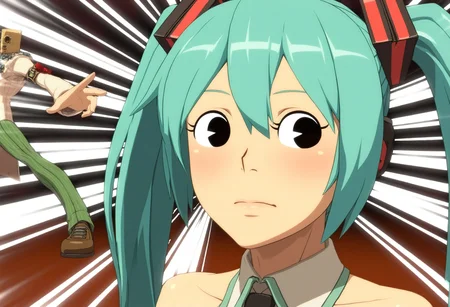 <lora:Hyper-SDXL-8steps-lora:1> <lora:Fixhands_anime_bdsqlsz_V1:1> zPDXL2, score_9, score_8_up, score_7_up, source_anime, intricate details, perfect anatomy BREAK
1girl,
hatsune miku, (vocaloid:0.8), aqua hair, aqua eyes,
GGXrd-this-is-me,
<lora:GGXrd-this-is-me-cute_XL(pony)v10:1>