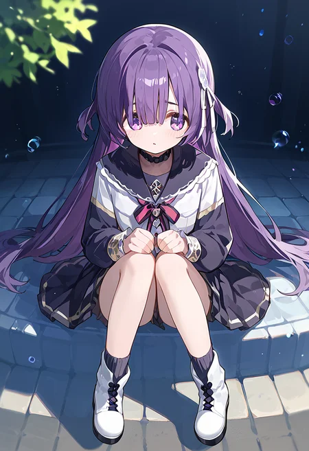 score_9, score_8_up, score_7_up, source_anime, rating:general,  <lora:lowres_concept_ponyXL_v1:-0.3>
BREAK,
1girl, solo, <lora:sumeragi_utsutsu_PonyXL_v1:1> sumeragi utsutsu, purple hair, long hair, bangs, purple eyes,
;D,
,
sky blue formalsuit  __socks__ __shoes__,
wide shot from above sitting, looking away, POV, Altar bokeh, depth of field,