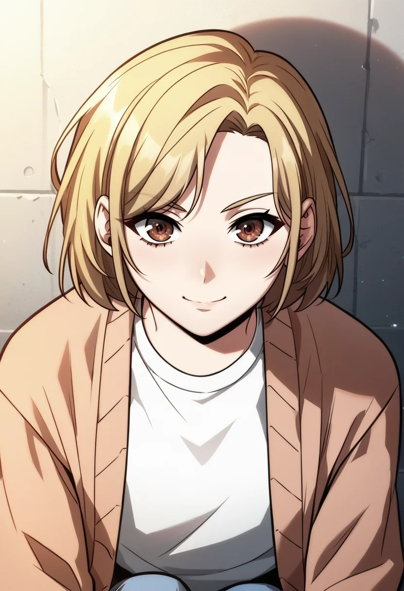 score_9, score_8_up, score_7_up, source_anime,anime screencap, anime coloring,intricate details,rating_safe, masterpiece, best quality,
(best quality, absurd res, ultra detailed),1girl, ((solo)), good eyes,perfect eyes,,detailed eyes, zPDXLxxx , zPDXL3,detailed, detailed face, <lora:add-detail-xl:3>,(4 finger)
BREAK
<lora:shin_yoosung:0.8>, shinyoosung, short hair, blonde hair, brown eyes, white shirt, open cardigan, long sleeves, blue pants, jeans, denim, 
BREAK
solo, upper body ,front view, portrait,, 
smirk,