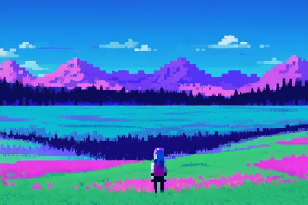 (otherworldly), highly insanely detailed, masterpiece, top quality, best quality, highres, 4k, 8k, RAW photo, (very aesthetic, beautiful and aesthetic), farm, fields, barn, fence, fantfa, <lora:FantasyFarm-10:0.3>,
1girl,
(dark blue hair ,colored inner hair,multi_color_hair,multicolored hair,multi colored hair),
(pure cyan background,pure magenta background,pure blue background ,multicolored background),âââ