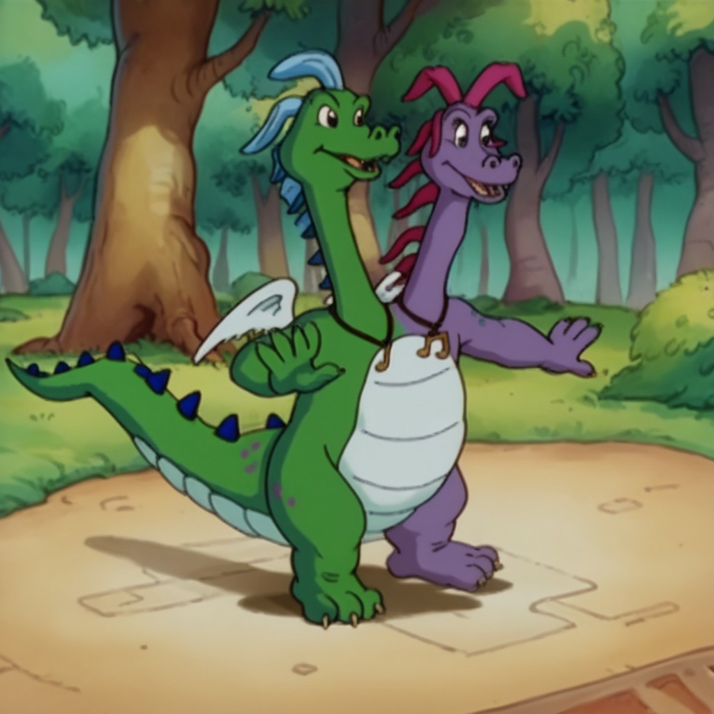 score_9, score_8_up, score_7_up, score_6_up, score_5_up, score_4_up, source_furry, zak&wheeziedt, semi-anthro, dragon, wings, jewelry, necklace, dancing, forest