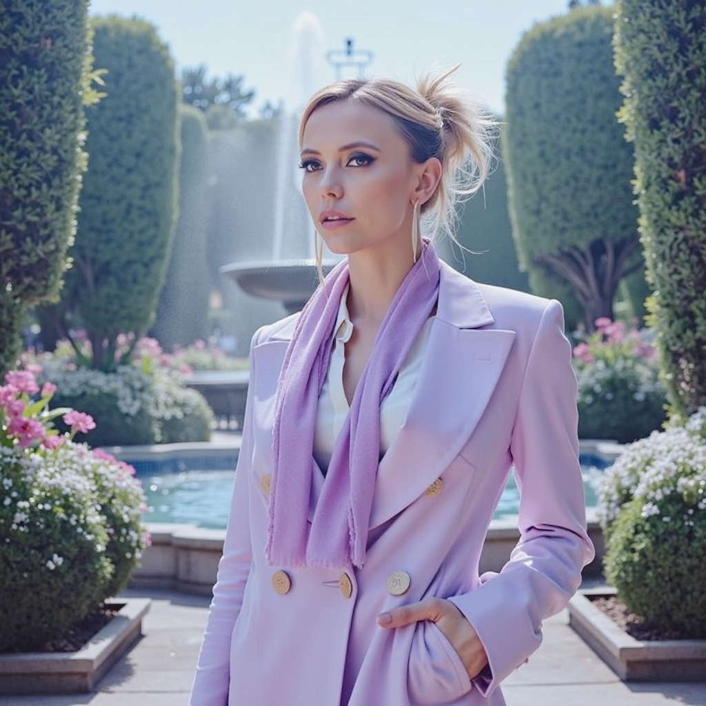 watercolor painting ethereal fantasy concept art of  surrealist art analog photography, analog photo, a stunning woman in a  gothic garden in the background a beautiful fountain, she's wearing a pastel purple women's suit, a white blouse and a purple scarf . A candid, close up shot <lora:Riley_Voelkel:1> rileyv . dreamlike, mysterious, provocative, symbolic, intricate, detailed, magnificent, celestial, ethereal, painterly, epic, majestic, magical, fantasy art, cover art, dreamy . vibrant, beautiful, painterly, detailed, textural, artistic, RAW candid cinema, 16mm, color graded portra 400 film, remarkable color, ultra realistic, textured skin, remarkable detailed pupils, realistic dull skin noise, visible skin detail, skin fuzz, dry skin, shot with cinematic camera