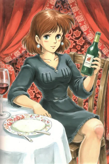 miyaha1 manga illustration
a woman sitting at a table with a bottle of wine in her hand. The woman is wearing a black little dress., <lora:miyaha1_cap_d6a3e12:1.0><lora:818037201104388760:0>
