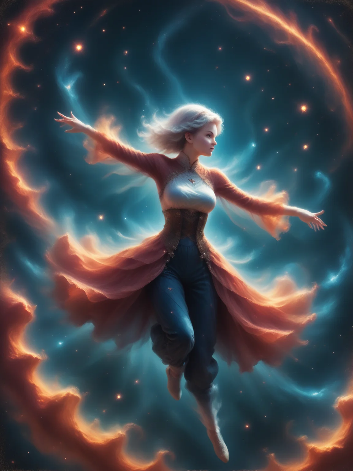 score_9, score_8_up, score_7_up, source_anime, woman floating, dynamic pose, <lora:Space_Nebula_Pony:0.4>