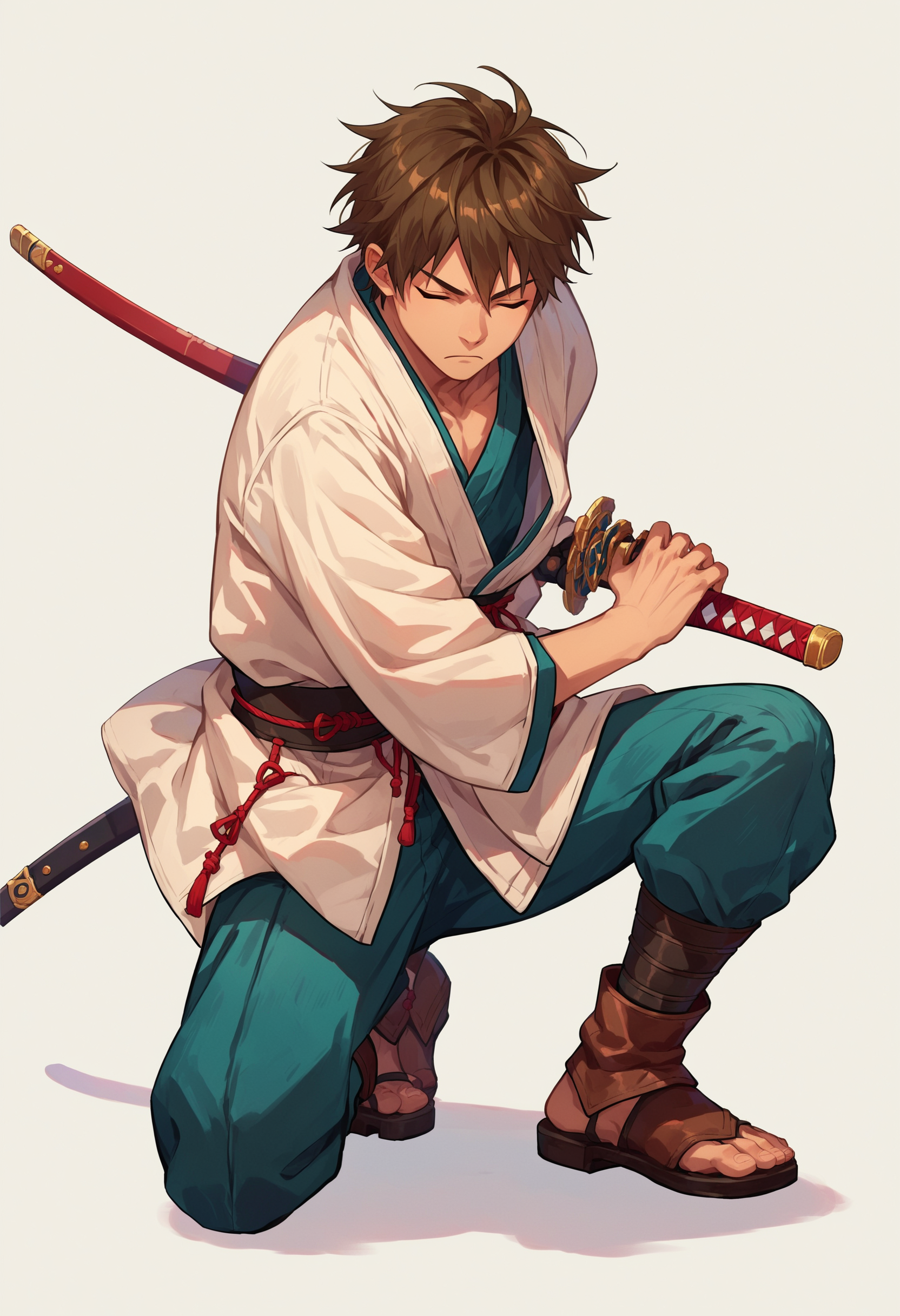 score_9_up score_8_up score_7_up, source_anime, 1boy, battoujutsu, closed eyes, one knee
<lora:battoujutsu_stance_24retry_pony_rework_final_svd_d8:1>