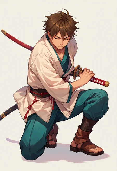 score_9_up score_8_up score_7_up, source_anime, 1boy, battoujutsu, closed eyes, one knee
<lora:battoujutsu_stance_24retry_pony_rework_final_svd_d8:1>
