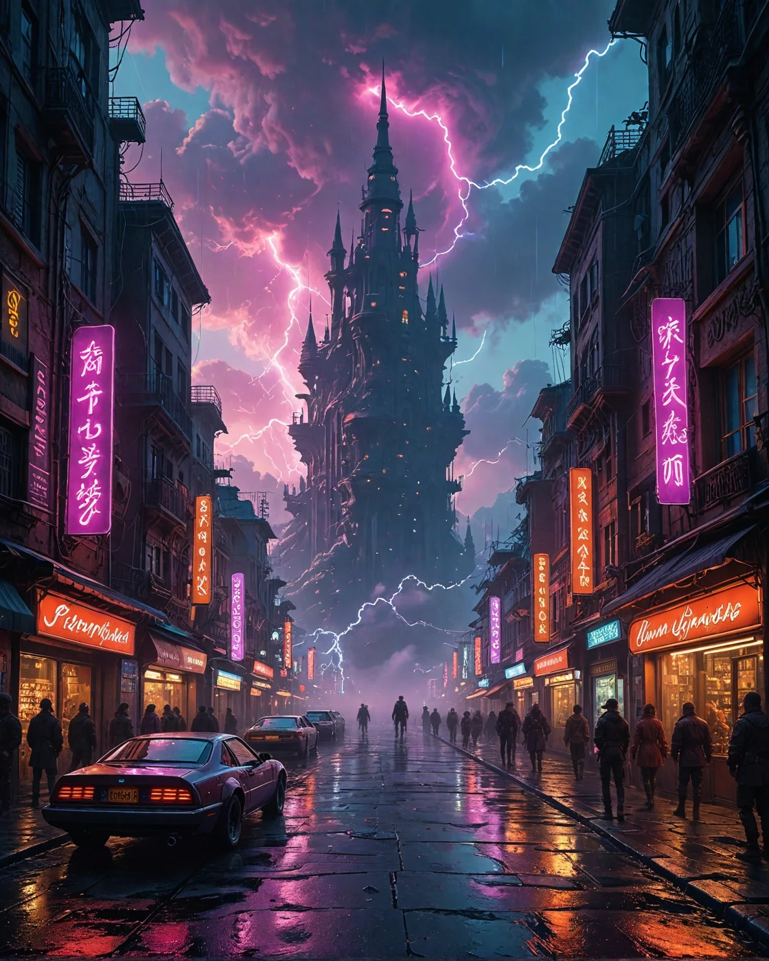 cyberpunk cityscape neonpunk style neonpunk style Nordic Minimalism: (clean fjord lines), (aurora gradients), (driftwood textures), (rune carvings), Nano-swarm auroral twilight with self-assembling structures, Autumn lichen explosions on derelict spaceships , viral art deco, Fossilized thunderstorm with lightning bolt amber,Motion capture winds animating foliage movement,Quantum decoherence sparkles in observation chambers, , Cumulus humilis dotting Venusian acid flats, dimensional surfers riding magnetic sand waves, quantum tunneling glow -impossible shortcut anxiety,
<lora:tbh124-sdxl:0.15> style of Jean-Antoine Watteau,
<lora:tbh129-sdxl:0.15> style of Michael Cheval,
<lora:cyber_vision_T.E.D:0.3> cybervision,
<lora:add-detail-xl:0.7>,
<lora:aidmaMJ6.1_v0.5_2:0.3> aidmamj6.1,
<lora:Flux-XL_Scenery:0.15> flux-scenery,
<lora:Flux-style-xl-lora:0.15> flux-style,
8K resolution, ultra-detailed cinematic composition, contemporary concept art style, volumetric magical atmosphere with ethereal glow, rich complementary color palette, vivid gradients and chiaroscuro contrast, dynamic perspective with layered depth of field, inspiring awe-inspiring mood, Unreal Engine 5 render quality, intricate textures, flawless anatomy, rule of thirds composition, luminous highlights, surreal ambiance, award-winning illustration, harmonious balance of light and shadow, photorealistic details, ArtStation trending, chromatic accents, nostalgic futurism, dreamlike serenity, bold creativity, professional finish, sharp focus, ambient background, fascinating dynamic motion,, Baroque art style, dynamic composition, dramatic lighting, rich colors, intricate details, professional-grade execution, captures the grandeur and theatricality of the Baroque period, Cyberpunk art style, futuristic cityscapes, neon-lit streets, high-tech and low-life, cybernetic enhancements, dystopian and gritty atmosphere . cyberpunk, vaporwave, neon, vibes, vibrant, stunningly beautiful, crisp, detailed, sleek, ultramodern, magenta highlights, dark purple shadows, high contrast, cinematic, ultra detailed, intricate, professional, cyberpunk, vaporwave, neon, vibes, vibrant, stunningly beautiful, crisp, detailed, sleek, ultramodern, magenta highlights, dark purple shadows, high contrast, cinematic, ultra detailed, intricate, professional . neon lights, dark alleys, skyscrapers, futuristic, vibrant colors, high contrast, highly detailed