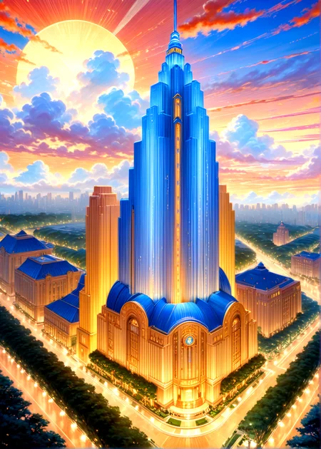 score_9, score_8_up, score_7_up,
<lora:Art_Deco_(Architecture)_(SDXL)_(AD):1> Art Deco, scenery, architecture, monumental architecture, building, city, cityscape,
8K, In'ei, chiaroscuro, rim lighting, perfect depth of field shot, beautiful, subsurface scattering, idealized city, wide beautiful boulevards, busy city center, parks and manicured lawn areas, large parks, plazas, detailed fluffy anime clouds, skyscrapers, made out of limestone, art deco windows, photographic realism, soft lighting, soft shading, art by Thomas Kinkade,
BREAK zPDXL, zPDXLxxx, <lora:wowifierXL:0.2> art by mooncryptowow <lora:sdxl_lightning_8step_lora:0.4> <lora:detailed_notrigger:0.5>