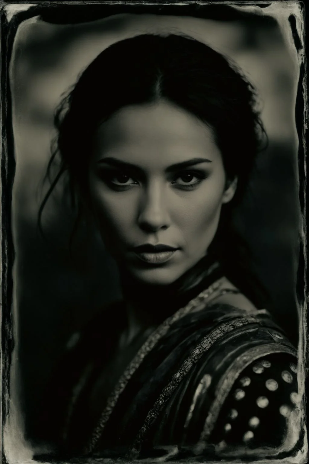 monochrome (wetplatecollodion:1.2),
a european woman wearing ancient warrior outfit,
elegant, elbows out, silhouette, nature,
selective focus, scratches
<lora:fix_hands:1>
<lora:Wet Plate Collodion_SDXLBase-000002:1>
