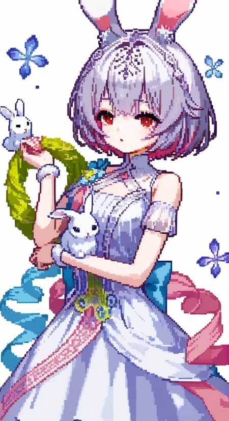 (rabbit girl:1.2),best quality,amazing quality,very aesthetic,absurdres,official art,intricate details,hyperdetailed,BRAKE,pixel_art,rabbit ears,,<lora:Pixel_ArtPony:1>