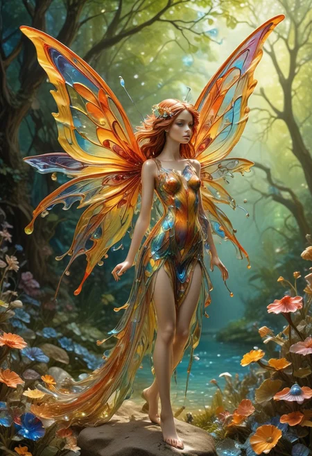 reality-shot, realism, realistic photography of a very detailed fairy, see through wings made out of colorful liquid Murano Art Glass, awesome appearance, magical landscape with enchanted elements, fantasy art style, coral theme, intricate details, ultra sharp, exquisite detail, flawless composition, vivid colors, masterpiece, exciting background <lora:Colorful_Murano_Art_Glass_style_-_SDXL:0.85>