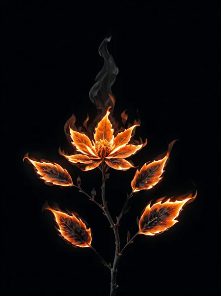 masterpiece,high resolution,detailed,
<lora:fire_xl:0.8>,
firemode,flower,leaf,black backround,made of fire,glow