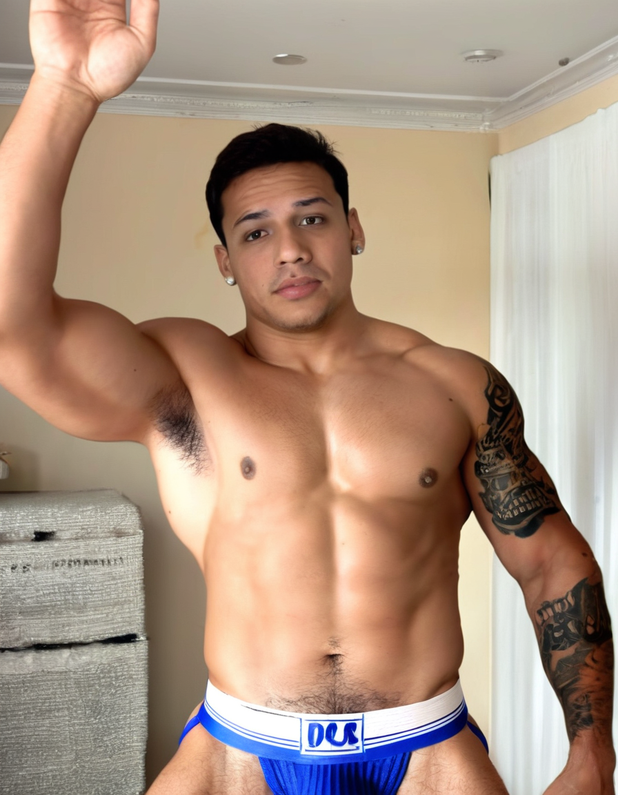 score_9, score_8_up, score_7_up, solo, looking at viewer, short hair, 1boy, navel, jewelry, choloito, nipples, male focus, earrings, indoors, armpits, pubic hair, muscular, abs, from above, pectorals, muscular male, armpit hair, male pubic hair, bara, realistic, jockstrap, penis peek, arm tattoo . (embedding:zPDXLrl.pt:1.0), solo, looking at viewer, short hair, 1boy, navel, jewelry, choloito, nipples, male focus, earrings, indoors, armpits, pubic hair, muscular, abs, from above, pectorals, muscular male, armpit hair, male pubic hair, bara, realistic, jockstrap, penis peek, arm tattoo, rating_explicit