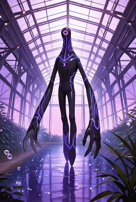 <lora:upgrade-08:1> upgrade, solo, no humans, neon trim, dark indigo strips, no humans,, greenhouse,, farm, indigo lights, bubbles, square, long legs, long arms, small square body, square head, square,, masterpiece, best quality, amazing quality, very aesthetic, absurdres, newest,
