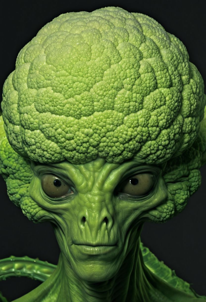alien with cauliflower DNA --ar 8:12 --s 450 --weird 10