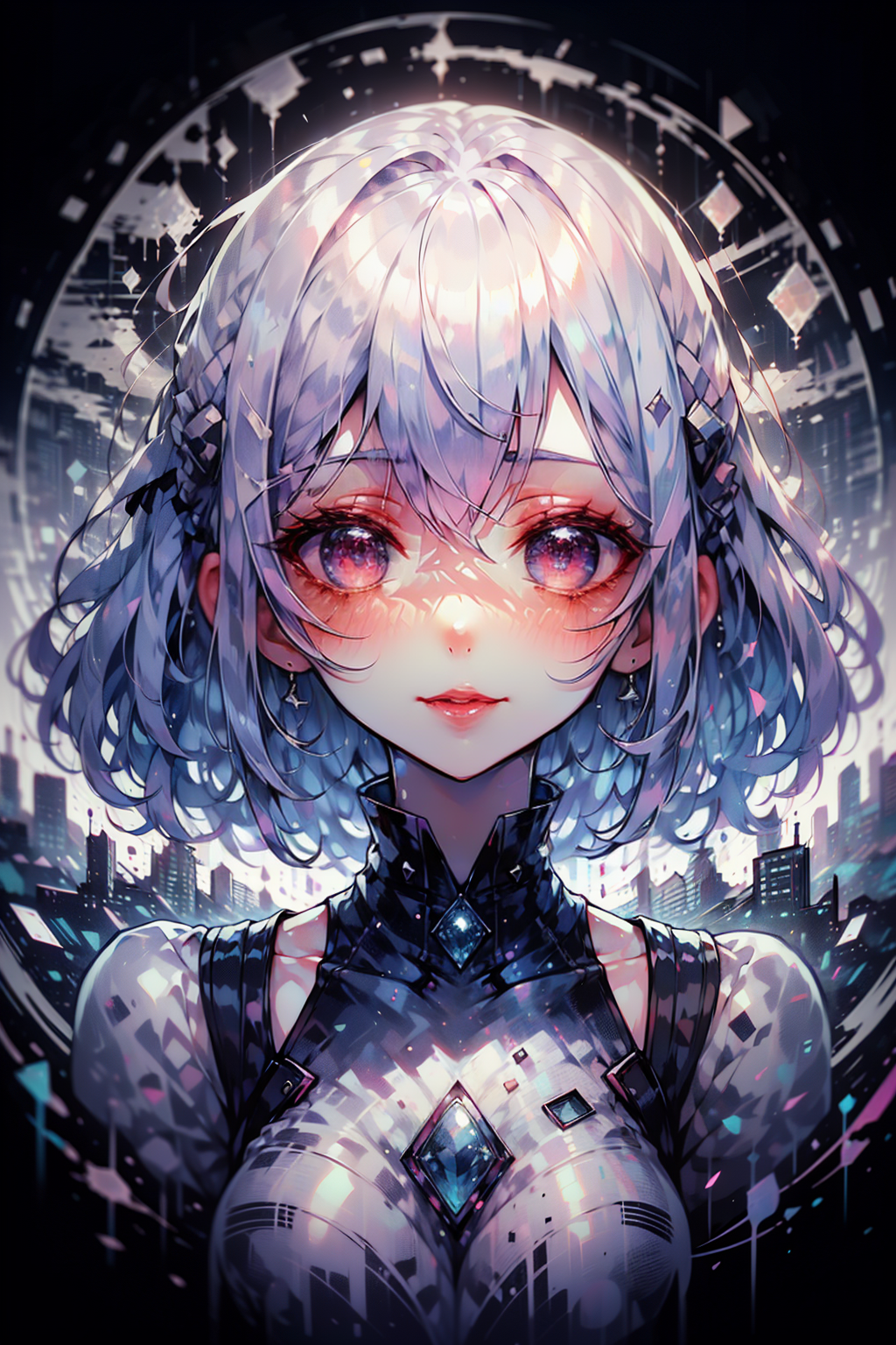 <lora:binarycode:0.8>,binary code and digital art,<lora:Cosmic anime-oil fusion v2:0.5>,, (masterpiece:1.2),(best quality:1.2),intricate details,newest,ai-generated,perfect anatomy,
beautiful girl,(1girl:1.3),haunted library,Magical winter forest with sparkling icicles and snowy branches,
edgQuality,<lora:GoodHands-beta2:1>,nice hands,perfect hands,, White gradient hair, Blonde and teal mermaid hair,Glamorous: Sequined gown, statement jewelry, and stilettos.,
1girl,edgQuality,lr,8k,Best Quality,Masterpiece,Extremely Detailed,Ray Tracing,Reflected Light,
(delicate eyes:1.2),beautiful detailed eyes,cold attitude,eyeshadow,eyeliner,Iridescent eyes,(Beautiful face:1.1),(Naughty face:1.1),light_blush,blush,Long eyelashes,Thick eyelashes,Glowing skin and mature contours,(Seductive smile:1.1 ),(Big breasts:0.8),Big breasts,(Red lips:1.1),Milky white skin,
<lora:GoodHands-beta2>,beautiful hands,perfect hands,bursting_breasts,
<Lola:hyperdetailer_v095>,, White ombre hair, white to light purple ombre wig, (white to light purple ombre wig) purple ombre hair: 1.5), (ombre hair: 1.5), long hair, ombre hair, balayage, (white hair on top of the head :1.1),
,(white:2 | pink hair:1.1),balayage