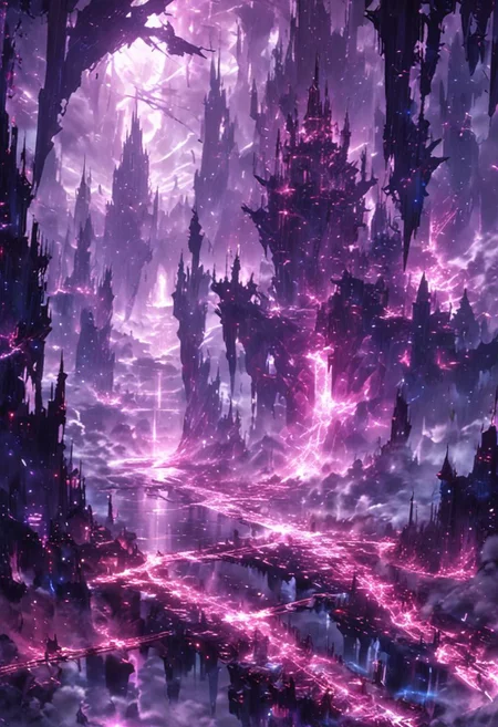 epic landscape city dark apocalyptic fantasy world river
dramatic lighting, fog rain cloud blue purple red decay ruin spaceship