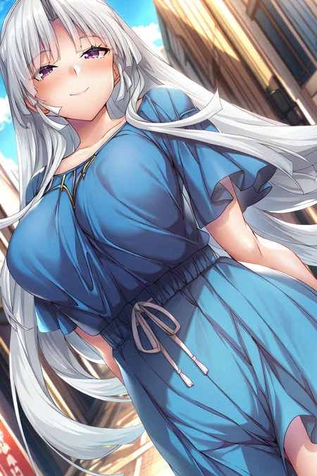 shiny skin, posing, impossible clothes, 
<lora:amanatsu.il:1>,
amanatsu, 
yashiro, 
casual fashion, 
street, 
dynamic angle, 
looking at viewer, 
half-closed eyes, smile,