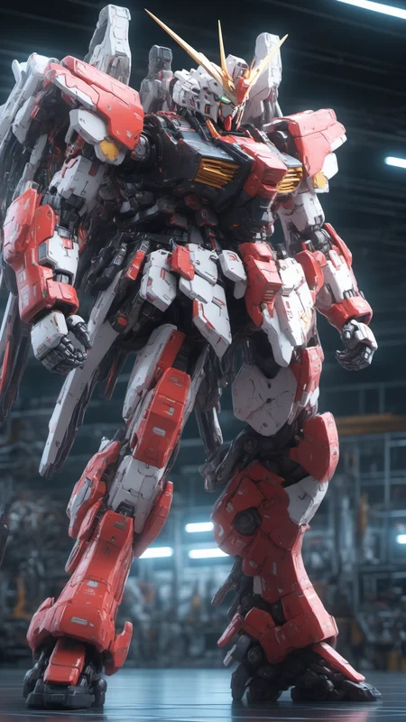 BJ_Gundam_SDXL,solo,standing,no_humans,glowing,robot,mecha,clenched_hands,science_fiction,looking_ahead,
3d model,8k,intricate,highly detailed,masterpiece,sidelighting,hdr,high definition,<lora:SDXL_Gundam_v2:0.7>,