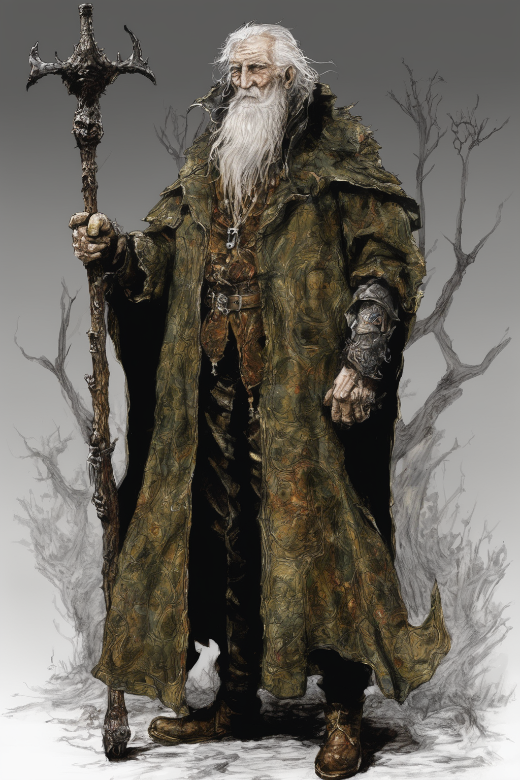 John Blanche Style - Gehrman, the First Hunter - Gehrman is a mysterious old man who serves as a mentor to the Hunter. He is the creator of the Hunter's Dream, a surreal world that serves as a safe haven for the Hunter between their battles with the game's many enemies, Bloodborne,