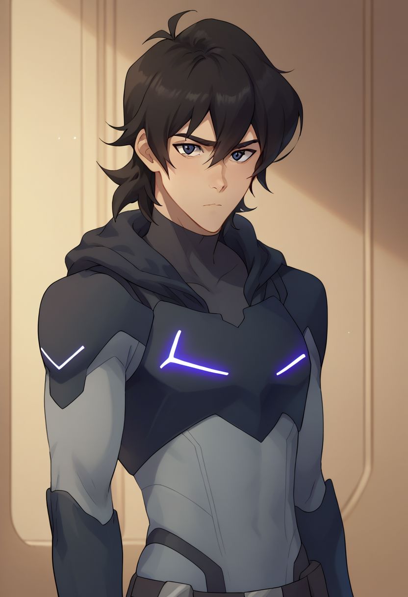 score_9, score_8_up, score_7_up, source_anime, highly detailed, 
keith, 1boy, male focus, solo, black hair, hood, black eyes, hood up, bodysuit, armor,
hair between eyes,
indoor, sci-fi,