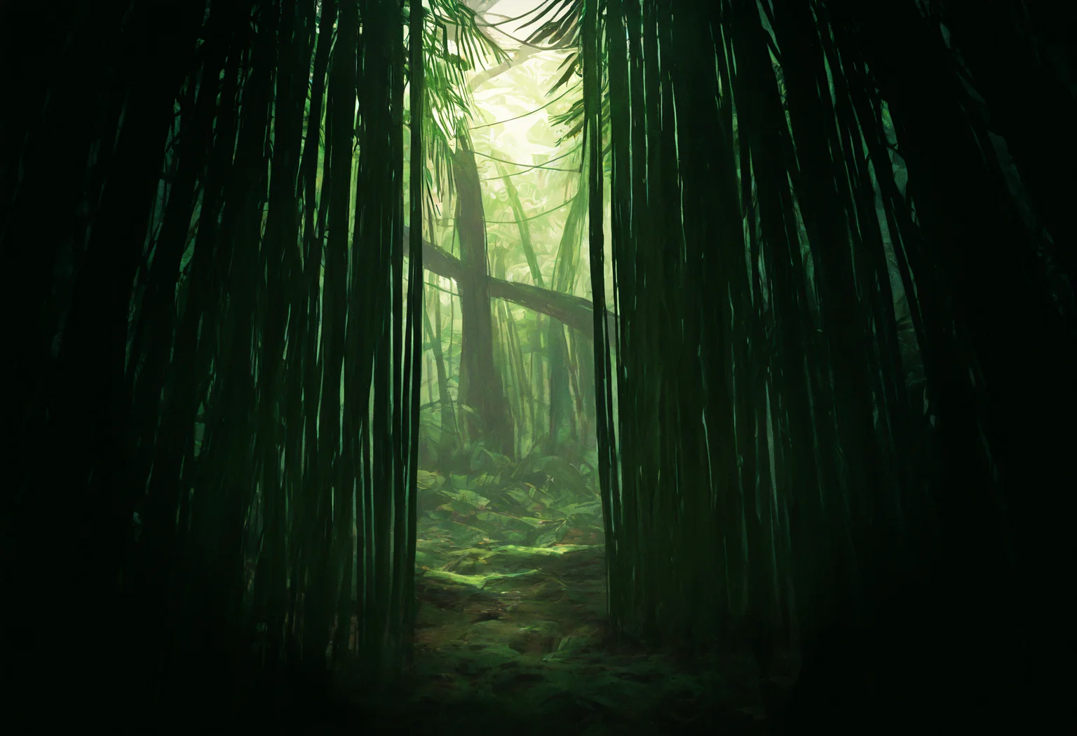 very awa, masterpiece, best quality, hightres, absurdres, outdoors, no humans, scenery, jungle, rainforest,  fataStyle, <lora:FATAIL:1>
