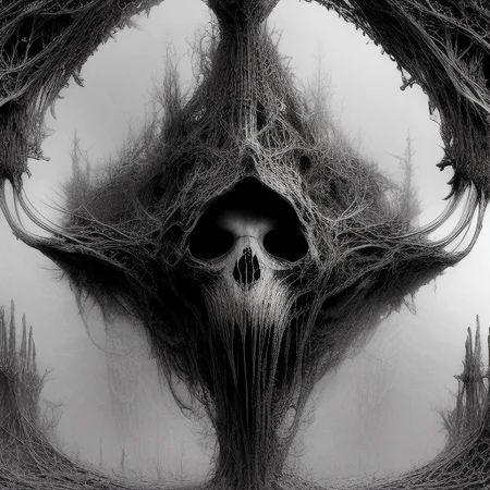 draculas castle, skeletons hanging from the ceiling, sharp focus, 4k, art by RFKTR_rootrex and RFKTR_bontrex-150 and rfktr_bwmnga