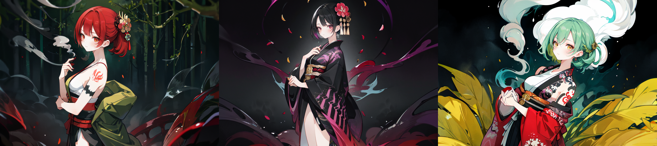 highly insanely detailed, masterpiece, top quality, best quality, highres, 4k, 8k, RAW photo, (very aesthetic, beautiful and aesthetic), 
EPIrezumiWorld, Irezumi, Wabori, Harimono, japanese tattoo, japanese style tattoo, traditional japanese tattoo, yakuza, yakuza tattoo, <lora:EPIrezumiWorld-04:0>, (1girl:1.3), 1other, mangrove forest biome, (dripping colors background,colored smoke background), 
__lazy-wildcards/dataset/background-color__,âââ