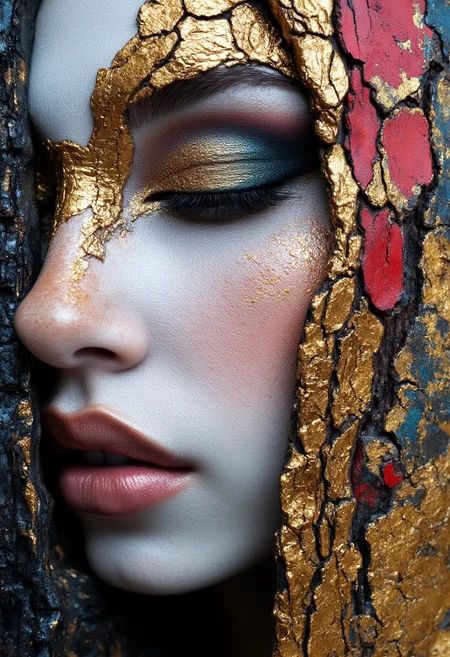 Evang masterpiece, best quality, ultra high res, 1girl, (abstract art:1.2), bleeding color, visually stunning, beautiful, evocative, emotional, side view, colored sclera
