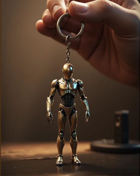 score_9, score_8_up, score_7_up, source_realistic, hyper-realistic details, extrem photorealism, ultra-HD textures, high quality v3, masterpiece, Fantasy detailers,aidmaMJ6.1
A human hand delicately holds a keychain featuring a highly detailed miniature figurine of a bald steampunk cyborg faceless mannequin. The tiny figure is crafted from polished brass and copper, with intricate engravings, joints and tiny glowing energy lines running across its mechanical limbs. The keychain’s metallic ring glistens under the soft ambient light, while the small mannequin dangles, reflecting intricate craftsmanship.
- The background is blurred, creating a shallow depth of field that enhances the focus on the keychain.
- Subtle lighting highlights the metallic textures of the figurine and the warm tones of the hand holding it.
- The figurine's tiny joints and articulated limbs add realism, appearing like a pocket-sized mechanical marvel.
- A blend of nostalgia and futuristic artistry, transforming a detailed steampunk mannequin into a collectible object.
- Hyper-detailed rendering of metallic surfaces, reflections, and fine engravings.
- A cinematic close-up composition, emphasizing craftsmanship and the intricate beauty of small-scale mechanical design.