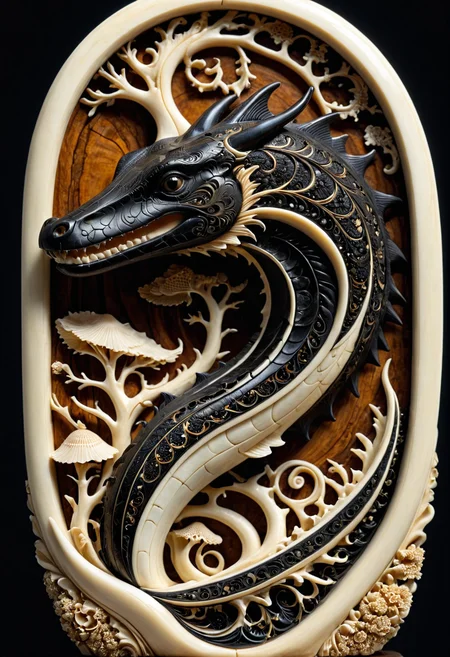 crocodile made out of, ebony, ivory, scrimshaw, bone carving,
simple background, light reflection, statue,
depth of field, dramatic lighting, detailed shadows,
blurry background, extreme close up, intricate detail,from above,
<lora:Ebony_and_Ivory_Scrimshaw_style_-_SDXL:1>, masterpiece, best_quality, amazing_quality, very_aesthetic, 8k, high_quality, highres, absurdres, subject_focus,