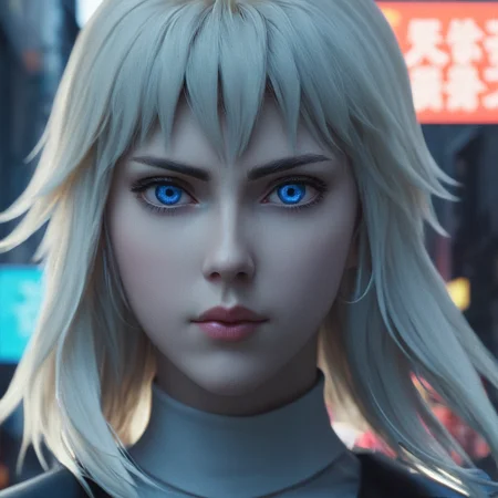 cinematic film still of  <lora:perfection style:0.3> perfection style
 <lora:Unreal Engine style:0.4> Unreal Engine style
 <lora:Ghost in the Shell style:0.8>
In Japanese manga cyberpunk city a surprised woman with long blonde hair and blue eyes,1girl,solo,long hair,looking at viewer,blue eyes,blonde hair,parody,retro artstyle,fake screenshot,anime coloring , detailed, different, real, unique, cinematic, dramatic, concept art, filmic, perfect, high quality, Ghost in the Shell style, Masamune Shirow style, shallow depth of field, vignette, highly detailed, high budget, bokeh, cinemascope, moody, epic, gorgeous, film grain, grainy