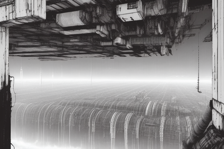 cyberpunk building structures, detailed background, vast, gigantic, decrepit scenery, covered in large tubes and cables, dim light, ((heavy black and white)), <lora:Blame!:1>