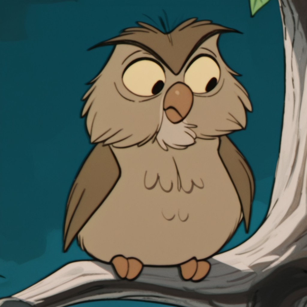 masterpiece, best quality, amazing quality, Archimedesowlil, feral, male, owl, brown feathers, yellow sclera, black eyes, sitting, on branch,, <lora:c31d6f5b-2f54-4e1e-ac71-24a865048f65:1.0>