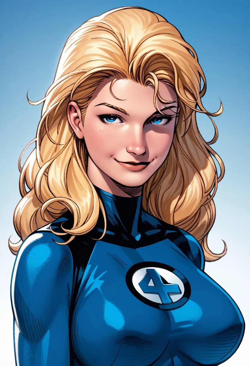 ,score_9, score_8_up, score_7_up, score_6_up, masterpiece, best quality, 1girl, susan storm, blonde hair, blue eyes,bodysuit, gloves, bootszPDXL3, zPDXLxxx, <lora:easynegative:1> solo, large breasts, portrait, close up,gradient background, slight smile,mouth closed