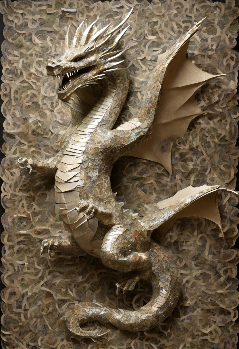 (((A fabulous dragon made of one hundred dollar bills)))