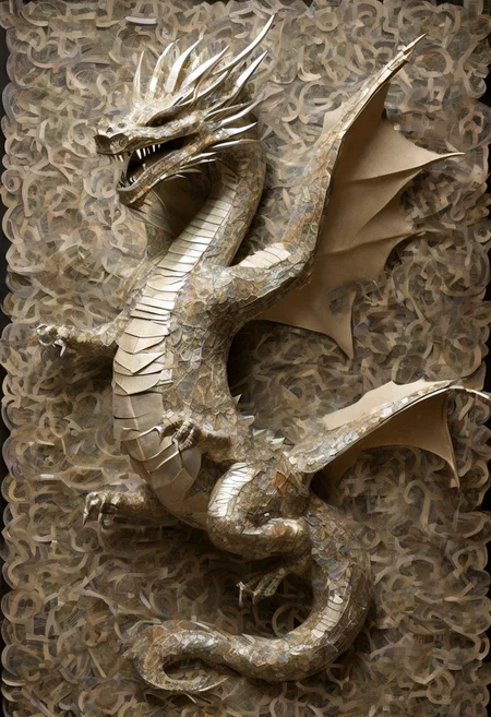 (((A fabulous dragon made of one hundred dollar bills)))