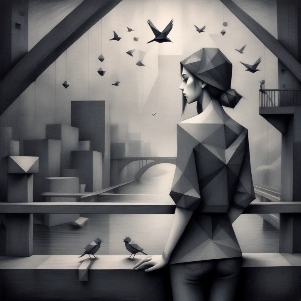 gformix geometric sketch girl on the bridge birds, dark atmosphere
 <lora:gformix:0.8>