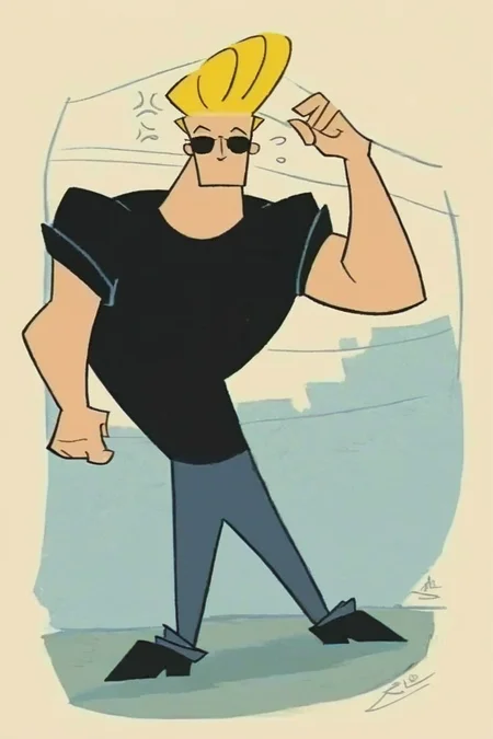 score_9, score_8_up, score_7_up, rating_safe,
br4v0, 1boy, blonde hair, black tshirt, glasses, sunglasses, short hair, elvis hair, confused pose, <lora:Johnny_Bravo_-_br4v0_pony_R0:1>