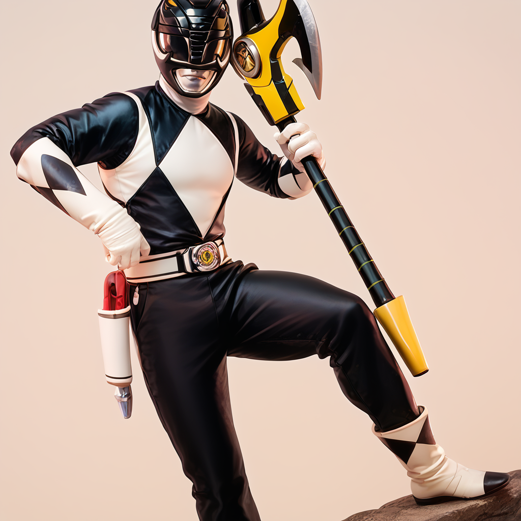 (score_9:0.9),score_8_up,score_7_up,anime style,rating_safe,(zPDXL),<lora:Black Ranger ponyXL v3.5:0.88>,black ranger,1boy,solo,male focus,helmet,holding,holding axe,axe,