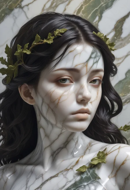 <lora:MarbleStyle:1>, Jed-mrbl, stylized by Magali Villeneuve, illustration art, Oil painting, awardwinning Photograph, Cosplay Photograph, fauna, (Willow:1.3) , Exquisite, it is detailed with Moss patterns, film grain, Fujifilm XT3, 50mm, dynamic cinematic color, highly contrasted, highly enhanced, detailed, beautiful detailed supreme quality color intricate, winning, grand illumination, fantastic aesthetic, long black hair, large breasts