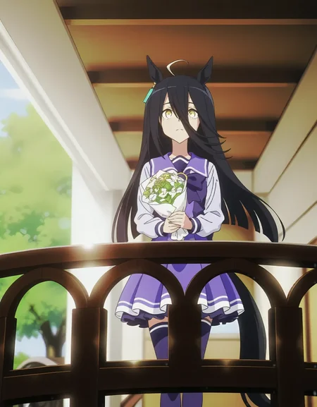 1girl,
<lora:shinjidai_V3:1>
(anime screenshot,anime screencap,:1.2)
1girl, carrying a bouquet of flowers, walking in a garden, spring, solo, cheerful, in the countryside,safe,general,
(depth of field, bokeh, solo focus, :0.9)
<lora:dmd2_sdxl_4step_lora_fp16:1>
manhattan cafe \(umamusume\),horse girl, horse ears, horse tail, yellow eyes, hair between eyes, black hair, long hair, white hair, streaked hair, ahoge, long bangs, single earring, flat chest, ,, masterpiece, best quality, very aesthetic, absurdres, newest ,