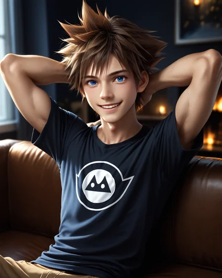 score_9, score_8_up, score_7_up, intricate details, rating_questionable,
<lora:homri52:1>
,
<lora:Sora_KH_-_Pony2:0.8>, 1boy(sora, male focus, solo, blue eyes, brown hair, spiked hair,, looking at the viewer, solo, happy,
cowboy shot, sitting on a sofa, leaned back, arms raised, hands behind head, typical clothing), comfy living room, at night, dark room, low light,
highres,
detailed background, depth of field,
<lora:ral-chrosc-clr:0.5>, ral-chrosc-clr,
<lora:Expressive_H:0.5>, Expressiveh,
<lora:xl_more_art-full_v1:0.3>,
<lora:add-detail-xl:0.3>,
