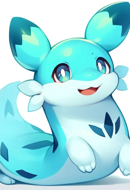masterpiece,best quality,very aesthetic,absurdres,<lora:chillet_v2:1>,chillet, animal, no_humans, solo, full_body, happy, :d, looking_back, shiny_pokemon, pokemon_\(creature\), looking_at_viewer, open_mouth