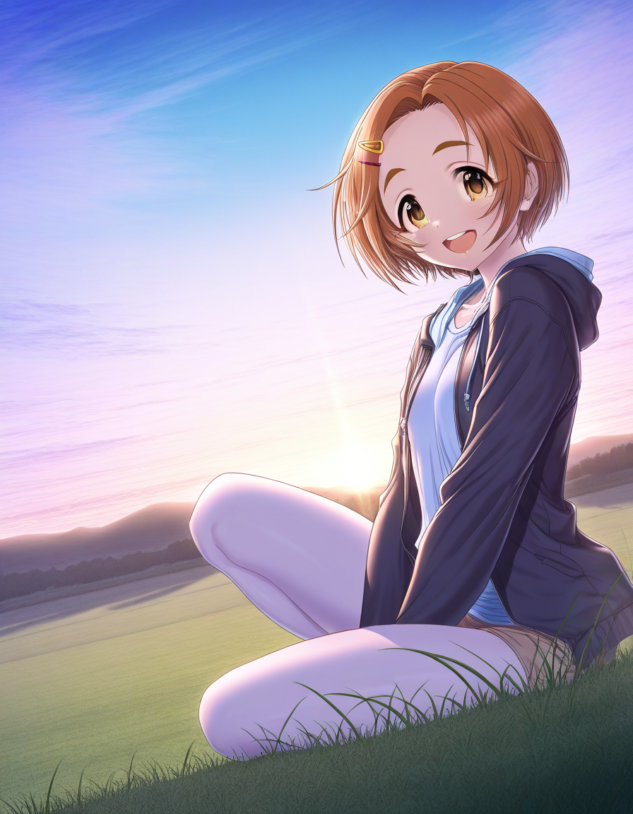 masterpiece, best quality, good quality,  <lora:Yokota_Mamoru_style_IS:1>  Yokota_Mamoru_style
ryuzaki kaoru, idolmaster cinderella girls, 
grass, sky,