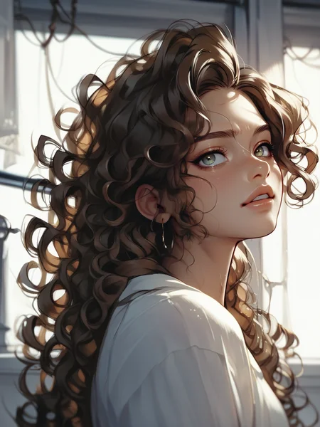 score_9, score_8_up, score_7_up, score_6_up, score_5_up, <lora:NfXLP:1> nf, 1girl, long brown hair, curly hair,