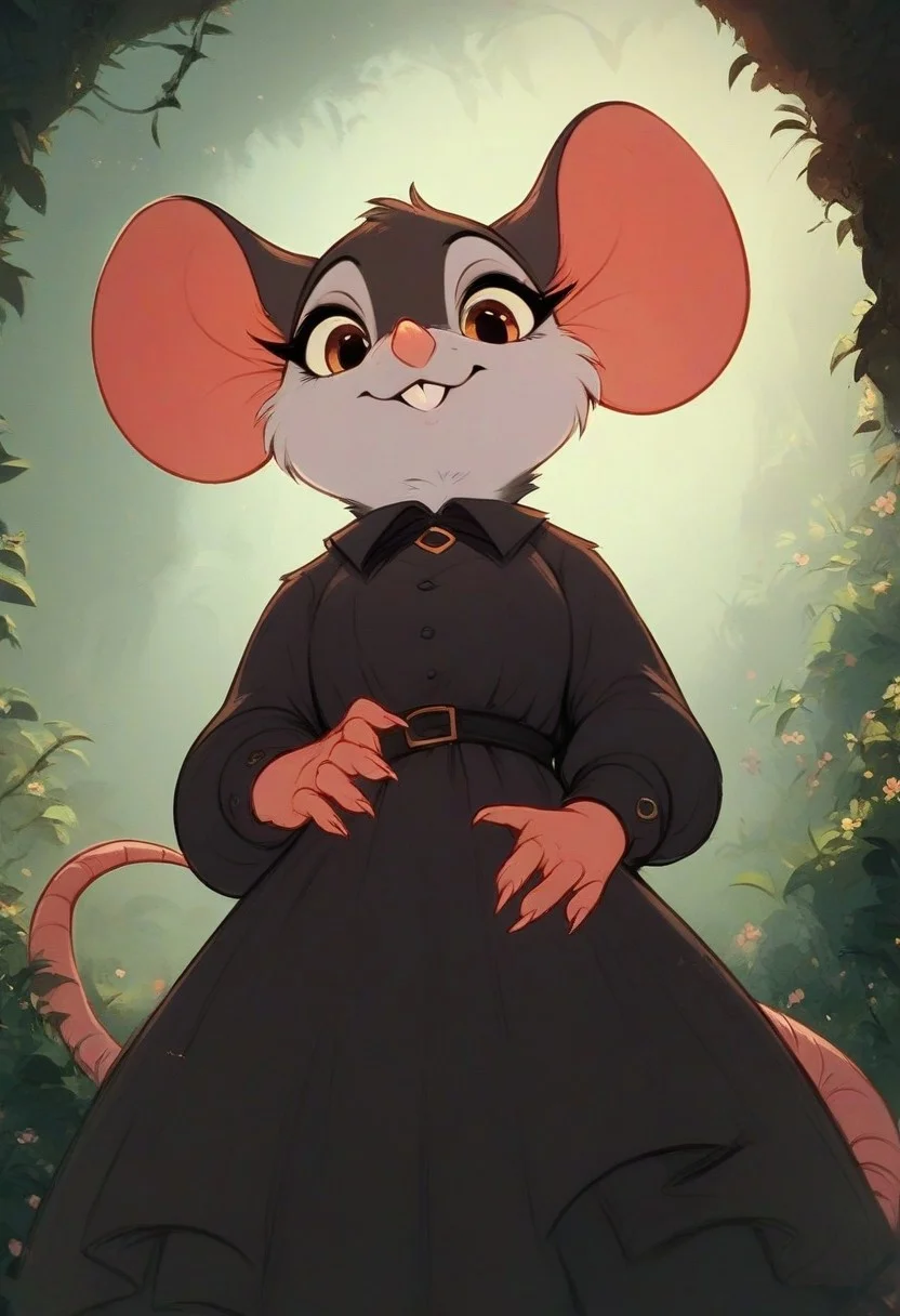 score_9, score_8_up, score_7_up, score_6_up, score_5_up, score_4_up, solo, (fluffy:0.8), (feral), furry, (((mouse))), female, claws, clothing, (fluffy cheeks:0.7), (solo:2), j_cartoon, cute, clothing, ((low angle view)), look at viewer, standing