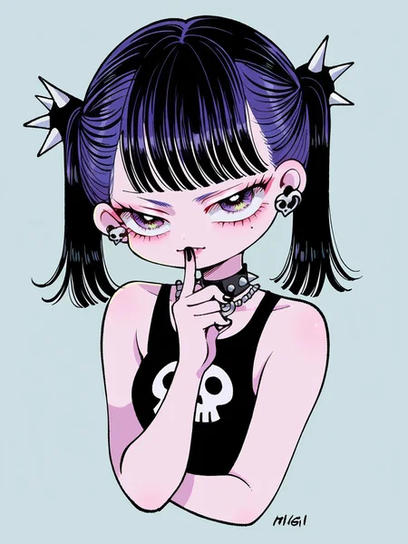 score_9, score_8_up, score_7_up, score_6_up, <lora:h1zg1XLP:1> h1zg1, 1girl, solo, gothic, twintails,